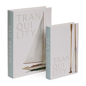 Livro-Caixa Decorativo em MDF e Canvas - Tranquility