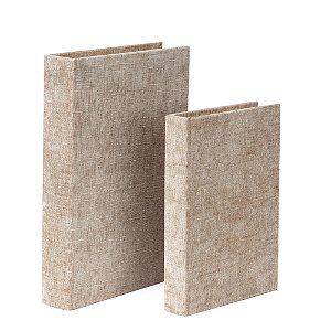 Livro-Caixa Decorativo em MDF e Veludo Bege (22497)