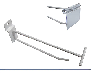 Gancho Branco para Pegboard com Porta Preço 25cm | Ativa Displays