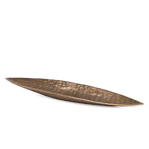 Centro de Mesa Decorativo Canoa Metal Texturizado Dourado Envelhecido (22026/22027)