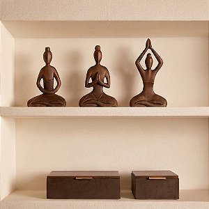 Escultura Yoga Meditação em Madeira Dhyana Mudra (21906) | Decoração