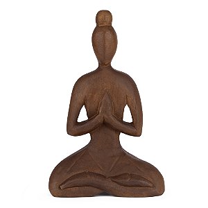 Escultura Yoga Prece em Madeira Anjali Mudra (21907) | Decoração