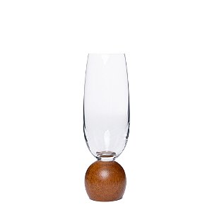 Jogo de Taças para Espumante em Cristal e Madeira Acácia 210ml - 2 Peças (23106) |