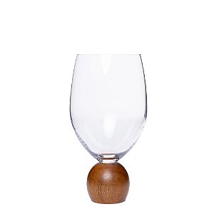 Jogo de Taças para Vinho em Cristal e Madeira Acácia 520ml - 2 Peças (23107) | Decoração
