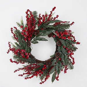 Guirlanda de Natal Berry com Pinha - Vermelha 60 cm (92473001) | Decoração