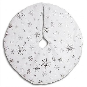 Saia para Árvore de Natal em Veludo Branco e Prata 80cm (93201001)