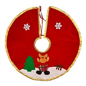Tapete para Árvore de Natal Rena Happy Vermelho 60 cm (16133)