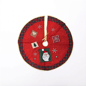 Tapete para Árvore de Natal Rosto de Papai Noel Vermelho 60 cm (16136)