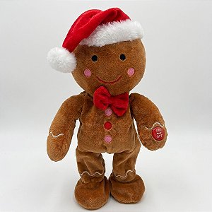 Boneco Ginger de Natal com Música Marrom 32 cm (BT2693) |