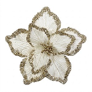 Flor Poinsetia Decorativa de Natal Champagne 25 cm (FL3474) |