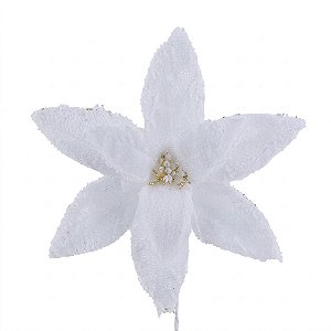 Flor Poinsetia Decorativa de Natal Branca 39cm (FL3416)