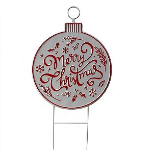 Placa Decorativa “Merry Christmas” Branco e Vermelho 101 cm (ME1350) | Decoração
