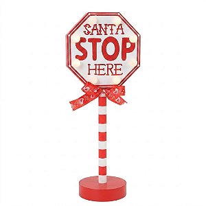 Placa Decorativa “Santa Stops” Colorida 104 cm (ME1348) | Decoração