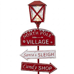 Placa Decorativa de Natal com LED Vermelho e Branco 124 cm (ME1346) | Decoração