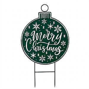 Placa Decorativa de Natal “Merry Christmas” Verde e Branca 101cm (ME1351)