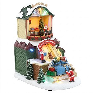 Cenário Vila de Natal com LED e Movimento Colorido 23 cm (VI144) | Decoração