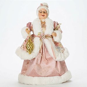 Mamãe Noel Decorativa com Floco de Neve Rosa e Branco 50cm (PN2161)