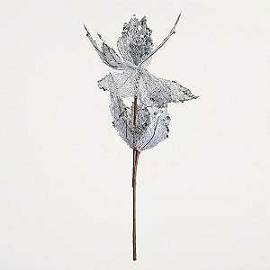 Flor de Poinsétia Artificial Prata 25cm (GN3535) | Decoração