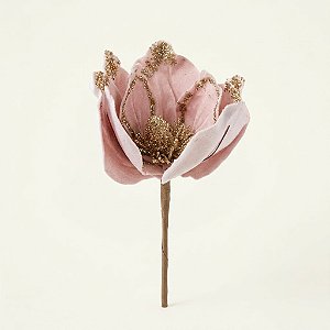 Magnólia de Natal Artificial Aveludada Rosa Claro 22cm (85293002) | Decoração