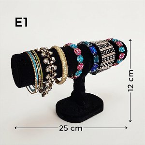 Expositor Simples E-1 Preto Aveludado 25×12cm (E-1P) | Decoração
