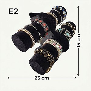 Expositor Dupla E-2 Preto Aveludado 23×15cm (E-2P) | Decoração