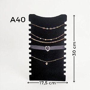 Expositor para Choker A-40/PT Preto Aveludado 17,5×30cm (A-40/PT) | Decoração
