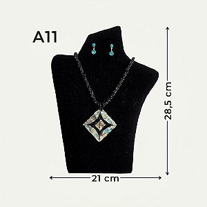 Kit A 11-PT para Exposição de Busto, Pulseira, Anel e Brincos 34,5×24,5cm (FR/PT) | Decoração