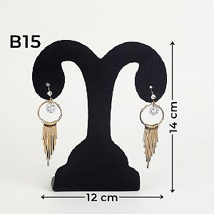 Expositor Árvore para 1 Par de Brincos B15-P Preto Aveludado 12×14cm (B15-P) | Decoração