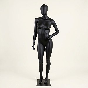 Manequim Smart Feminino Definida Preto Fosco com Mão na Cintura (MPF8045C)