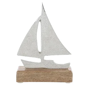 Escultura Decorativa em Metal Barco Prata e Bege | P e G (A1099001/A1100001)