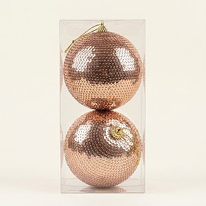 Bola Decorada Dourada com Lantejoulas 12cm com 2 Peças (BD3353)