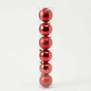 Bolas de Natal Vermelhas Foscas 8cm com 6 Peças (81909001)