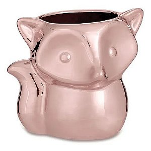 08617 - Vaso Cachepot Raposa Rosé Gold em Cerâmica