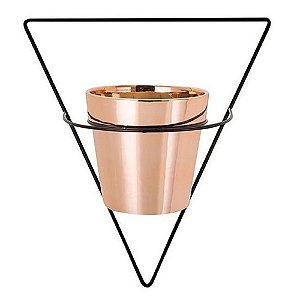 09511 - Vaso Rose Gold em Cerâmica com Suporte de Parede