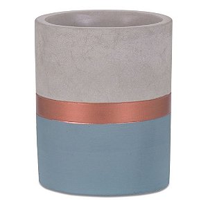 7706 - Vaso Azul e Cobre em Cimento