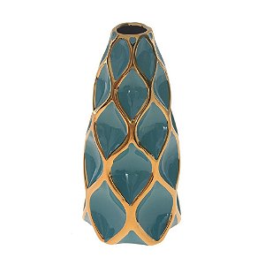 Vaso De Cerâmica Decor Glass Verde Agua