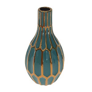 Vaso De Cerâmica Decor Glass Verde Agua