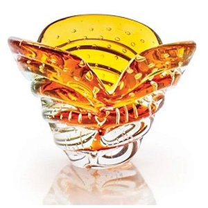 Vaso Decorativo Mesa Pequeno Cristal Murano Âmbar São Marcos