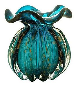 VASO DE VIDRO ITALY AZUL MARINHO 11,5 X 13 CM