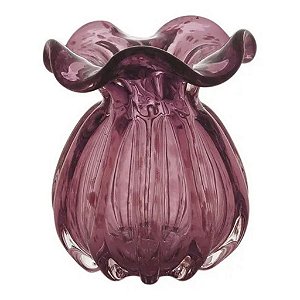 Vaso De Vidro Italy Purpura E Rose 11,5 X 13 Cm