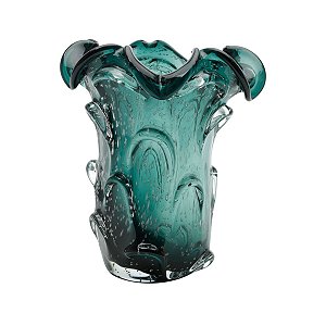 4149 Vaso De Vidro Italy Verde Esmeralda 19x24cm