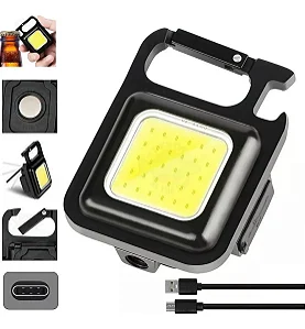 Mini Chaveiro Led Usb Mosquetão Abridor Imã Pesca Camping Recarga Branco Preto
