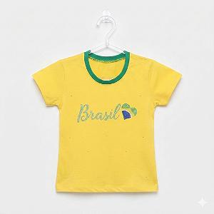 Camiseta Brasil verde e amarela infantil