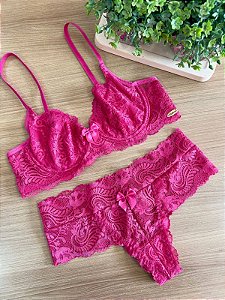 7030 CONJUNTO DE RENDA SEM BOJO COM ARO PINK