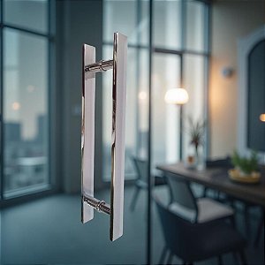 ESTOQUE - Puxador 40cm total x 30cm entre furos x Largura 3,2cm - Plano - Polido - Alumínio (Não enferruja)