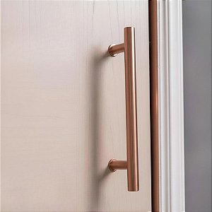 ESTOQUE - Puxador 50cm total x 30cm entre furos - Rose Gold - Tubular H - Alumínio (Não enferruja)