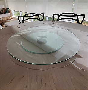 Prato Giratório Mesa - 60cm - Redondo - Vidro Temperado Incolor