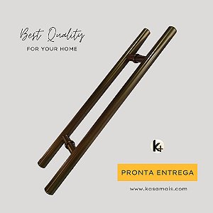 ESTOQUE - Puxador Porta Bronze 1002 - 1m total x 80cm entre furos - Tubular H - Alumínio (Não enferruja)