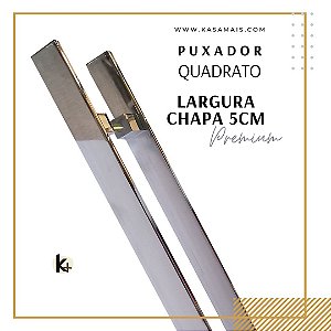 ESTOQUE - Puxador Duplo Quadrato Premium - Brilhante - 1m total x 80cm entre furos - Largura Barra Chata 5cm - Alumínio (Não enferruja)