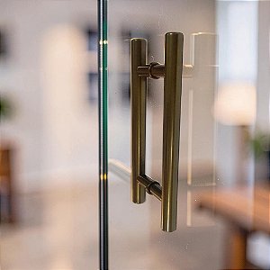 ESTOQUE - Puxador 30cm total x 20cm entre furos - Tubular H - Bronze 1002 - Alumínio (Não enferruja)